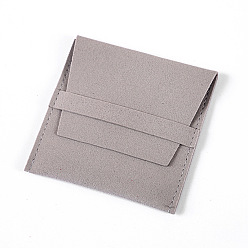 Gray Microfiber Jewelry Envelope Pouches with Flip Cover, Jewelry Storage Gift Bags, Square, Gray, 8x8cm