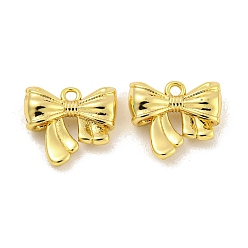 Real 18K Gold Plated Brass Charms, Bowknot Charms, Real 18K Gold Plated, 10x11x3.5mm, Hole: 1.2mm