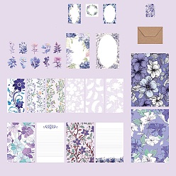 Lilac Flower Scrapbook Paper Pads & Stickers & Envelope Set, for DIY Album Scrapbook, Background Paper, Diary Decoration, Lilac, 50~297x30~210mm, 40pcs/set
