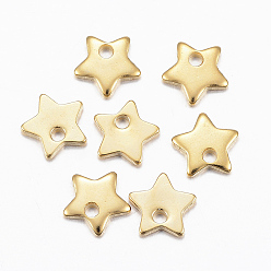 Real 24K Gold Plated 304 Stainless Steel Charms, Star, Real 24k Gold Plated, 5.5x6x1mm, Hole: 1mm