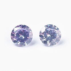 Lilac Cubic Zirconia Pointed Back Cabochons, Diamond, Faceted, Lilac, 5x3mm