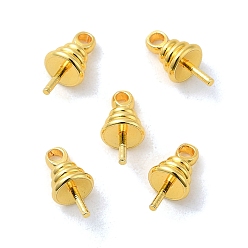 Real 18K Gold Plated Rack Plating Brass Cup Peg Bails Pin Pendants, Long-Lasting Plated, for Half Drilled Beads, Real 18K Gold Plated, 9.5x5mm, Hole: 1.5mm, Pin: 0.8mm