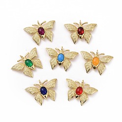 Mixed Color Opaque Resin Pendants, Butterfly Charm, with Real 18K Gold Plated Brass Findings, Cadmium Free & Lead Free, Real 18K Gold Plated, Mixed Color, 22.5x31x4mm, Hole: 3mm