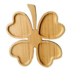 Wheat Saint Patrick's Day Clover Shape Bamboo Serving Tray, for Candy, Cake, Wheat, 300x280x16mm