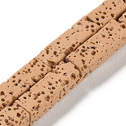 Сэнди Коричневый Нити синтетических бусин, окрашенных в лавовый камень, прямоугольные, песчаный коричневый, 13~14x4x4 мм, отверстие : 1 мм, около 29 шт / нитка, 15.24'' (38.7 см)