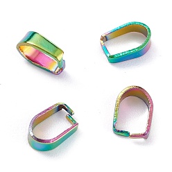 Rainbow Color Ion Plating(IP) 304 Stainless Steel Snap on Bails, Rainbow Color, 8x5.5x3mm, Inner: 7x4mm