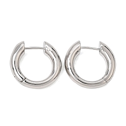 Platinum Brass Huggie Hoop Earrings, Round, Platinum, 19.5x5mm