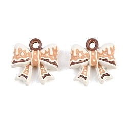 Navajo White Alloy Enamel Pendants, Bowknot Charms, Navajo White, 15x15x6mm, Hole: 1.6mm