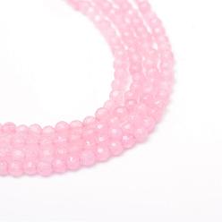 Pink Faceted Round Dyed Natural White Jade Bead Strands, Pink, 3~3.5mm, Hole: 1mm, about 121~123pcs/strand, 14.37~14.61 inch(36.5~37.1cm)
