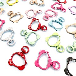 Mixed Color Spray Painted Alloy Swivel Lobster Claw Clasps, Swivel Snap Hook, Bear, Mixed Color, 34x24mm, Hole: 9mm