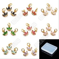 Mixed Color SUPERFINDINGS 16Pcs 8 Colors Brass Cubic Zirconia Charms, Real 18K Gold Plated, Crown, Mixed Color, 8x8x2.5mm, Hole: 3.8mm, 2pcs/color