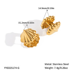 Настоящее золото 18K 304 серьги-кольца в форме ракушки из нержавеющей стали, реальный 18 k позолоченный, 15.2x14.9 мм