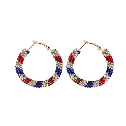 E1708-1 Colorful Round Earrings with Rhinestones for Women, Vintage and Chic Jewelry
