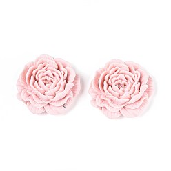 Pink Кабошоны из непрозрачной смолы в виде цветка, розовые, 44~45x45~46x14 мм