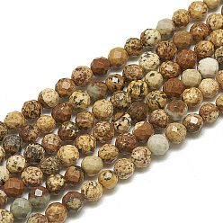 Picture Jasper Natural Picture Jasper Beads Strands, Faceted, Round, 3~3.5mm, Hole: 0.3mm, about 113pcs/strand, 14.9 inch