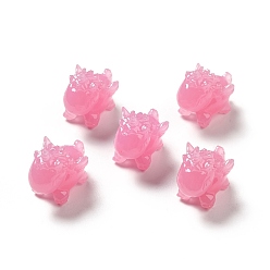 Hot Pink Transparent Resin Beads, Unicorn, Hot Pink, 22x15x19mm, Hole: 1.5mm