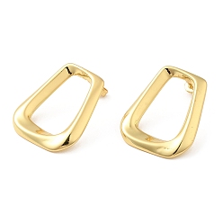 Real 18K Gold Plated Rack Plating Brass Hollow Trapezoid Stud Earrings for Women, Long-Lasting Plated, Cadmium Free & Lead Free, Real 18K Gold Plated, 28x23mm