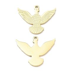Real 18K Gold Plated Ion Plating(IP) 316L Surgical Stainless Steel Pendants, Bird Charm, Real 18K Gold Plated, 20.5x25x1.3mm, Hole: 1.6mm