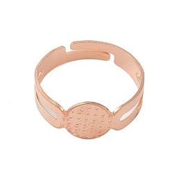 Розовое Золото 304 регулируемые кольцевые выводы из нержавеющей стали, простые настройки кольца пэда, плоско-круглые, розовое золото , внутренний диаметр: 17 мм