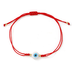 Белый Браслеты ручной работы из стекла, украшенные бусинами, символизирующими "оберег от сглаза"., регулируемые браслеты из латунного шнура с бусинами, белые, 11.02 дюйм (28 см)