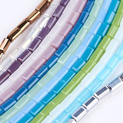 Mixed Color Glass Beads Strands, Mixed Style, Faceted, Cuboid, Mixed Color, 4~5x2~2.5x2~2.5mm, Hole: 0.5mm, about 100pcs/strand, 17.5~19 inch(44.5~48.5cm)