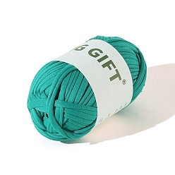 Dark Cyan Polyester Cloth Yarn, For Hand Knitting Thick Thread, Crochet Cloth Yarn, Dark Cyan, 5mm, about 32.81 Yards(30m)/Skein