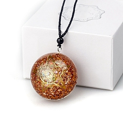 Chocolate Dyed Natural Pyrite Resin Pendants, Yoga Theme Half Round Charms with Star, Chocolate, 40mm