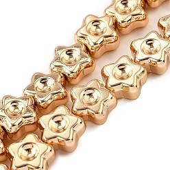 Светло-Золотое Покрытие Стеклянные бусины с гальваническим покрытием , звезда, полное покрытие, свет позолоченные, 11x11x5.5 мм, отверстие : 0.8 мм, около 44 шт / нитка, 17.56'' (44.6 см)