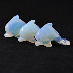 Opalite Opalite Sculpture Display Decorations, for Home Office Desk, Dolphin, 38~41x17.5x26mm