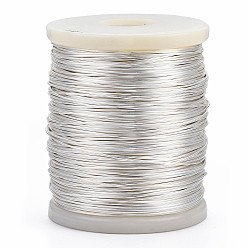 Silver Round Copper Jewelry Wire, Long-Lasting Plated, Silver Color Plated, 18 Gauge, 1.0mm, about 459.31 Feet(140m)/1000g