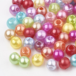 Couleur Mélangete Abs perles en plastique, perle d'imitation, ronde, couleur mixte, 6x5.5mm, trou: 1.5 mm, environ 4700 pcs / 500 g