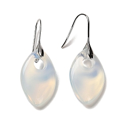 Опал Серьги-подвески в форме конского глаза из синтетического опалита, серьги из платины и латуни с покрытием стойки, без кадмия и без свинца, 47x18 мм