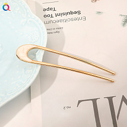 Alloy Oil Drip U-shaped Hairpin - Crescent White Vintage Metal Hairpin for Elegant Updo - Minimalist, U-shaped, Chic Hair Accessory.
