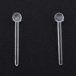 Clear Plastic Tiny Ball Stud Earrings, Post Earrings for Women, Clear, 14x2.5mm, Pin: 0.9mm