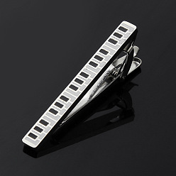 Platinum Piano Keys Stainless Steel Tie Clips, Suit and Tie Accessories, Platinum, 55x20mm