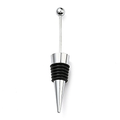 Black Beadable Wine Stoppers, Alloy & Rubber Wine Saver Bottle Stopper, Cone, Black, 115x20mm