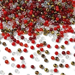 Red Glass Beads, Mixed Style, Faceted Rondelle, Red, 4x3.5mm, Hole: 1mm, about 500pcs/bag
