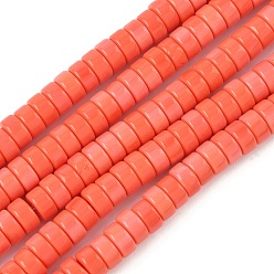 Tomato Opaque Glass Beads Strands, Disc, Tomato, 6x3mm, Hole: 1.2mm, about 115pcs/strand, 14.96''(38cm)