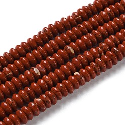 Red Jasper Natural Red Jasper Beads Strands, Saucer Beads, Rondelle, 6~6.5x3mm, Hole: 1mm, about 118~119pcs/strand, 15.35''(39cm)