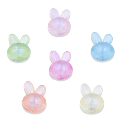 Mixed Color Transparent Acrylic Beads, with Glitter Powder, Rabbit, Mixed Color, 23.5x17x14mm, Hole: 3.5mm, about 224pcs/500g