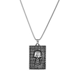 Antique Silver Skull Stainless Steel Pendant Necklaces for Men, Antique Silver, 23.62 inch(60cm), Pendant: 55.3x35.2mm