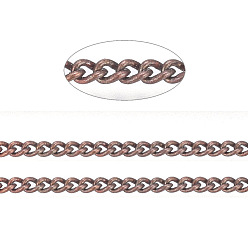Red Copper Brass Twisted Chains, Curb Chains, Unwelded, with Spool, Oval, Lead Free & Nickel Free & Cadmium Free, Red Copper, 1.8x1x0.36mm, about 301.83 Feet(92m)/roll