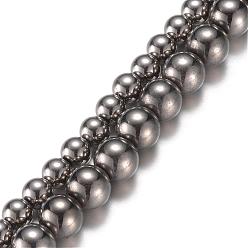 Black Plated Electroplate Magnetic Synthetic Hematite Bead Strands, Grade A, Round, Black Plated, 6mm, Hole: 1mm, about 65pcs/strand, 15.7 inch(40cm)