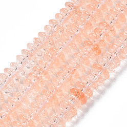PeachPuff Crackle Glass Beads, Dyed & Heated, Rondelle, PeachPuff, 6x3.5mm, Hole: 1.2mm, about 147pcs/strand, 15.23 inch(38.7cm)