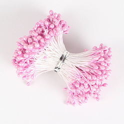 Pearl Pink Eco-Friendly Matte Gypsum Flower Core, Double Heads Flower Stamen Pistil, for Artificial Flower Making, Scrapbook, Home Decoration, Pearl Pink, 3mm, 288pcs/bag