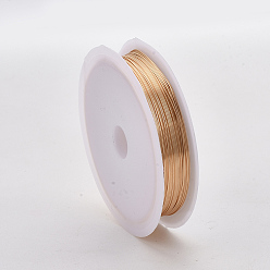 Light Gold Круглая медная проволока для ювелирных изделий, долговечный, золотой свет, 32 датчик, 0.2 мм, около 82.02 футов (25 м) / рулон