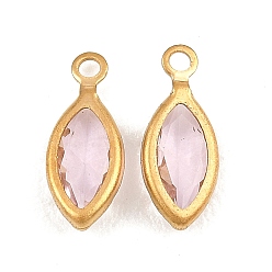 Pink 304 из нержавеющей стали стеклянные подвески, Очарование лошадиных глаз, граненые, ионное покрытие (ip), долговечный, реальный 18 k позолоченный, розовые, 11.5x5x2 мм, отверстие : 1.2 мм