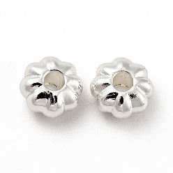Silver Rack Plating Alloy Beads, Long-Lasting Plated, Cadmium Free & Lead Free, Pumpkin, Silver, 5.5x3mm, Hole: 1.7mm