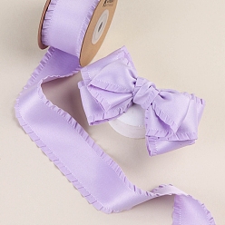 Lilac 10 Yards Polyester Ruffled Ribbons, for Bowknot, Clothing Ornament, Lilac, 1 inch(25mm)