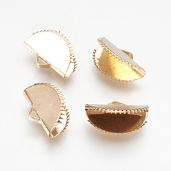 Light Gold Iron Ribbon Crimp Ends, Fan, Light Gold, 10x15mm, Hole: 1.5x3mm